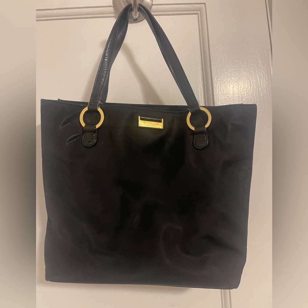 Kate Spade Medium Nylon Shopper with leather handles and accents